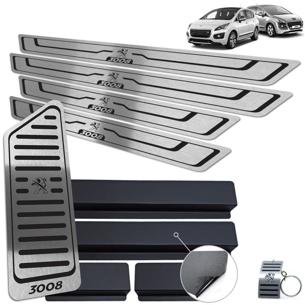 Descanso + Soleira Peugeot 3008 2011/2016 Preto Baixo Relevo