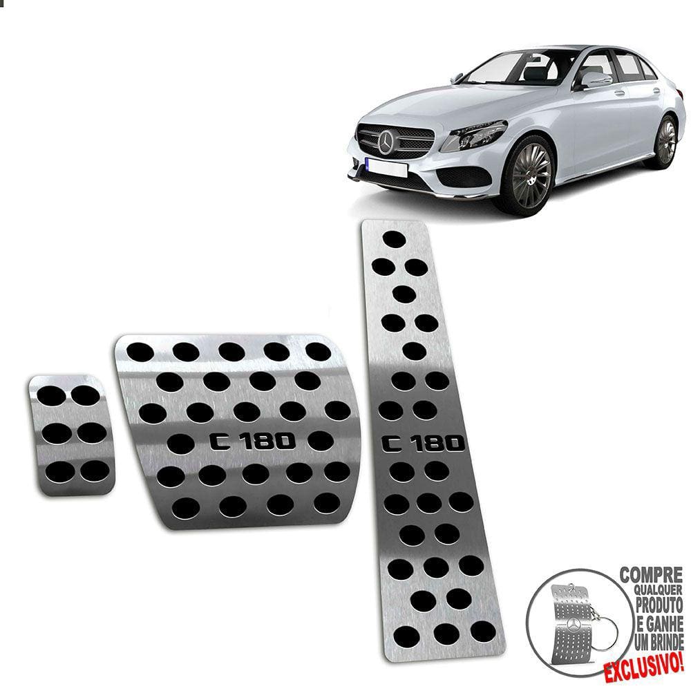 Pedaleira Automático Inox Mercedes C180 2015 A 2021 Preto
