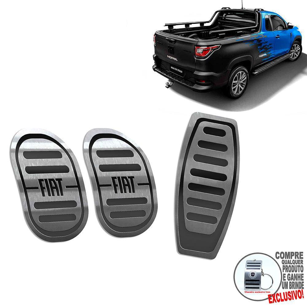 Pedaleira Manual Em Aço Inox Fiat Strada Mopar Preto
