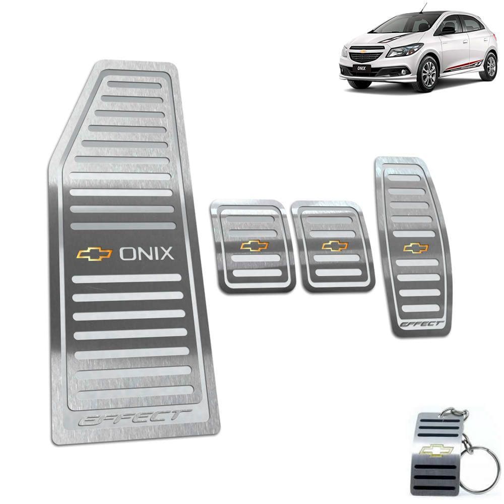 Descanso + Pedaleira Chevrolet Onix Effect 2013 a 2019 Prata