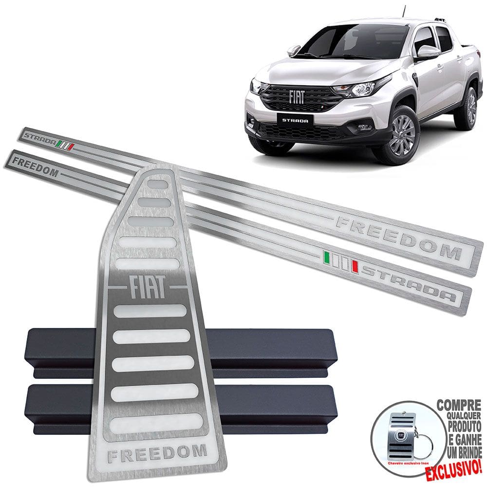Soleira Descanso Fiat Strada Freedom Prata Alto Relevo