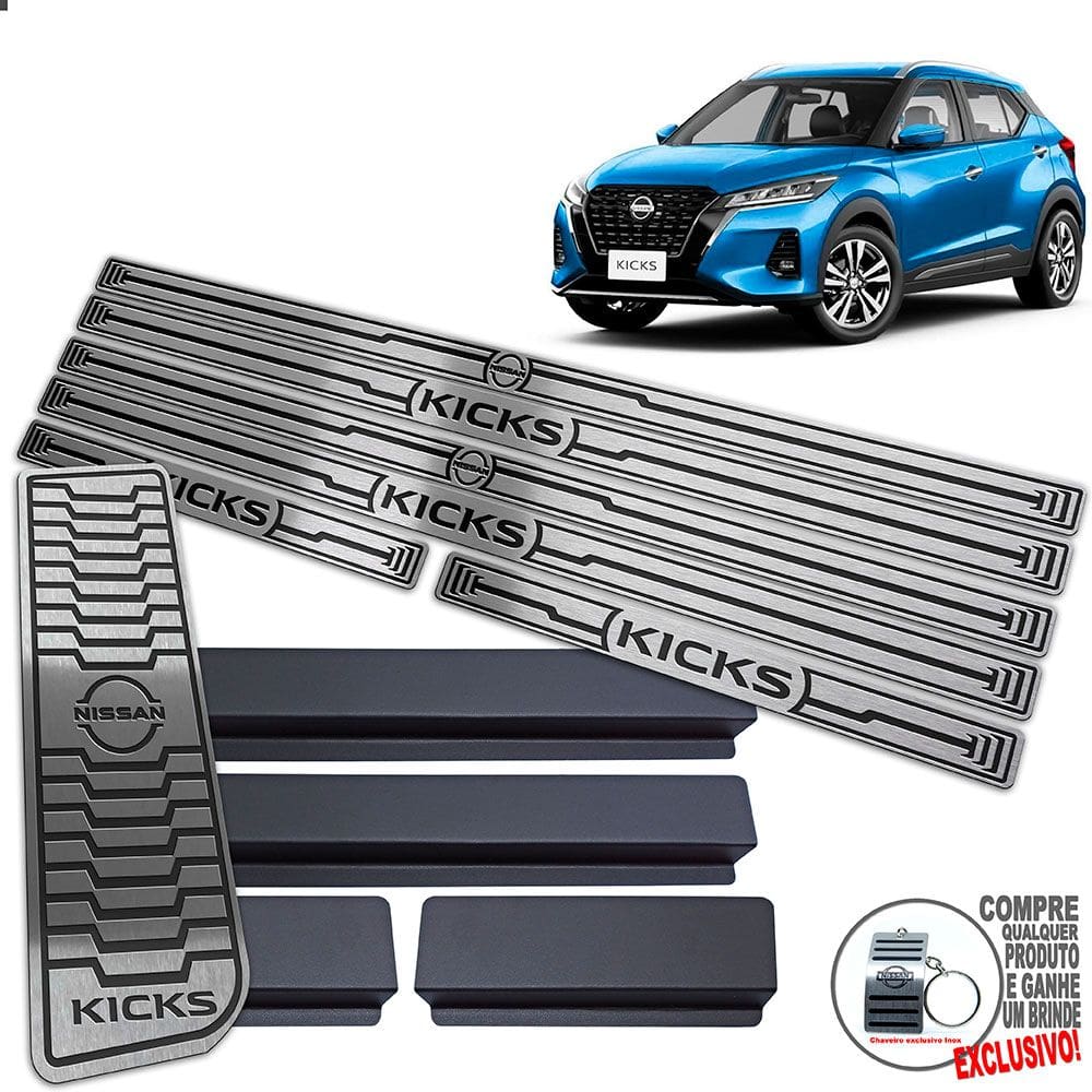 Descanso + Soleira Nissan Kicks 2022 / Preto Baixo Relevo
