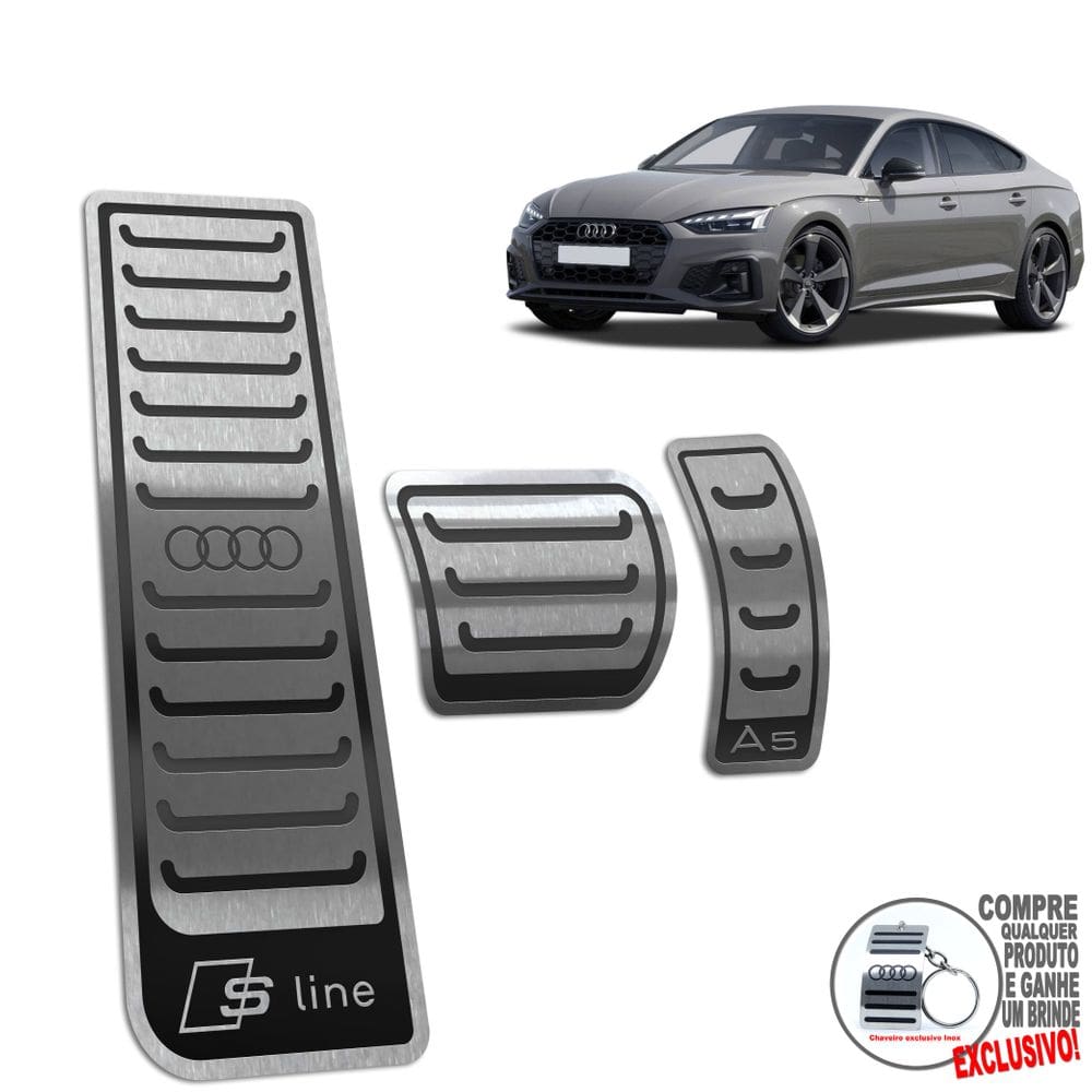 Descanso + Pedaleira Automático Inox Audi A5 S Line Preto