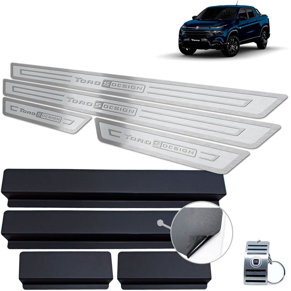 Soleira Fiat Toro S-Design Aço Inox Prata Alto Relevo