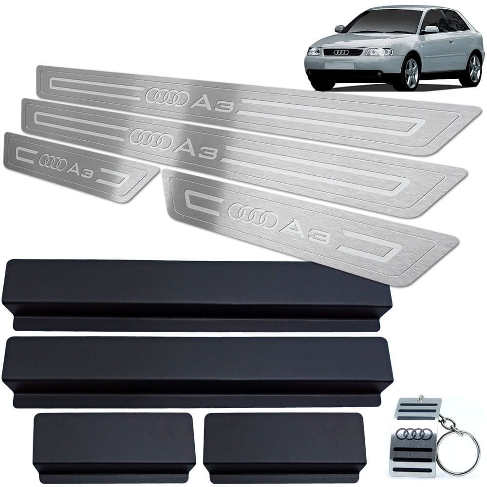 Soleira de Porta Audi A3 1996 a 2006 Prata Baixo Relevo
