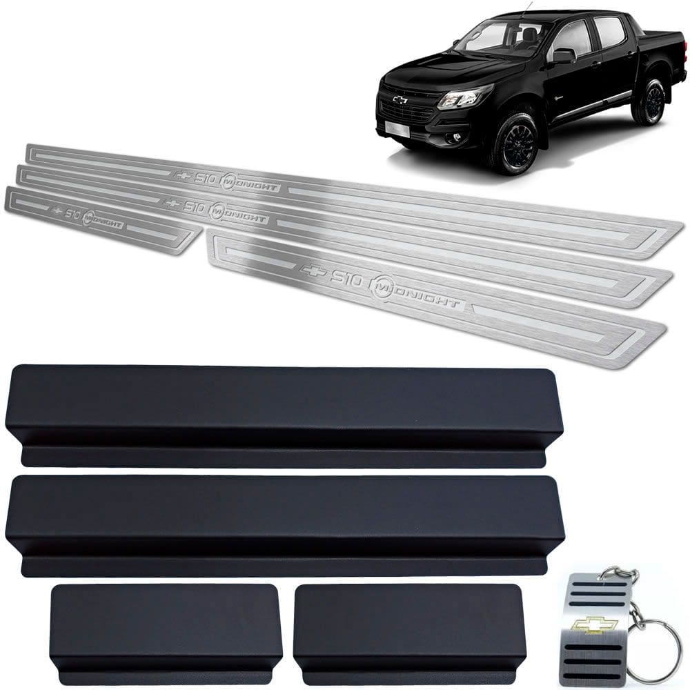 Soleira Aço Inox Chevrolet S10 Midnight Prata Baixo Relevo