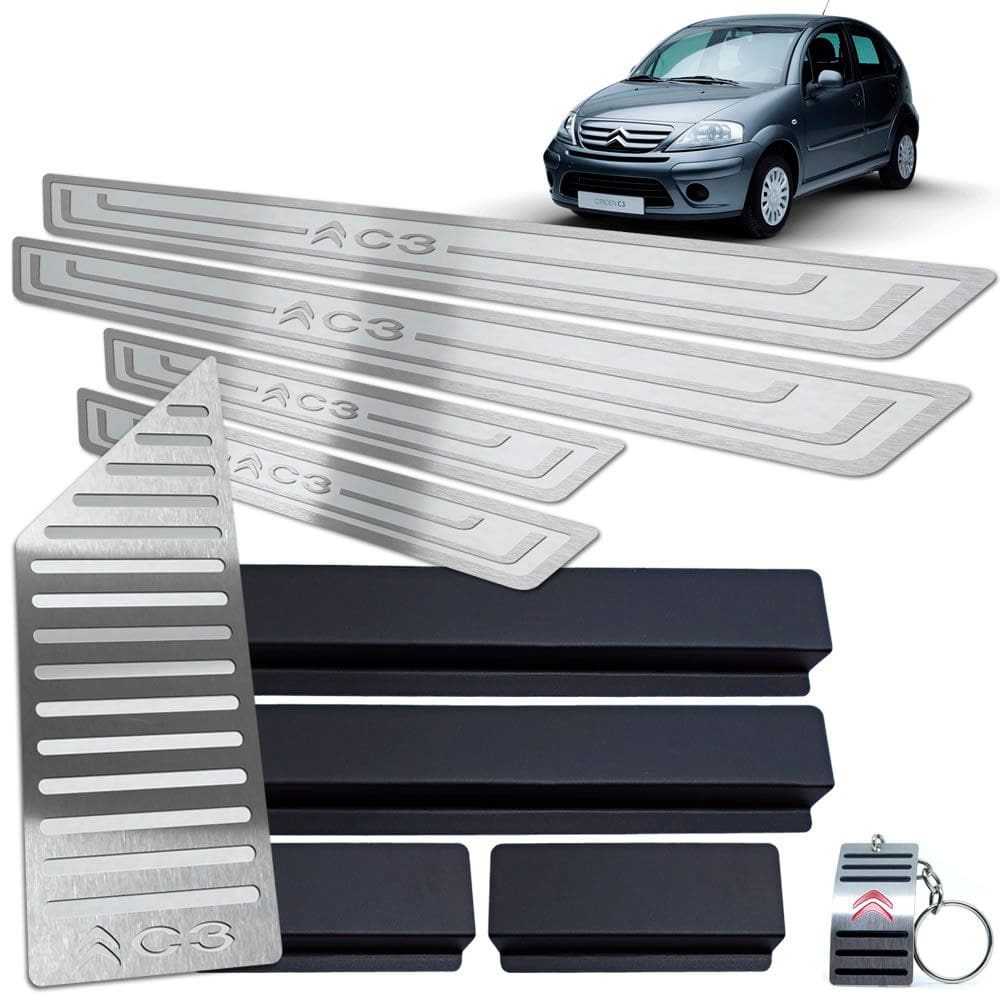 Descanso + Soleira Citroen C3 2003 A 2012 Prata Alto Relevo