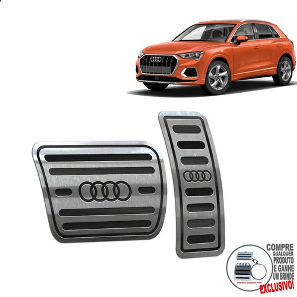 Pedaleira Automático Aço Inox Audi Q3 2020 2021 Preto