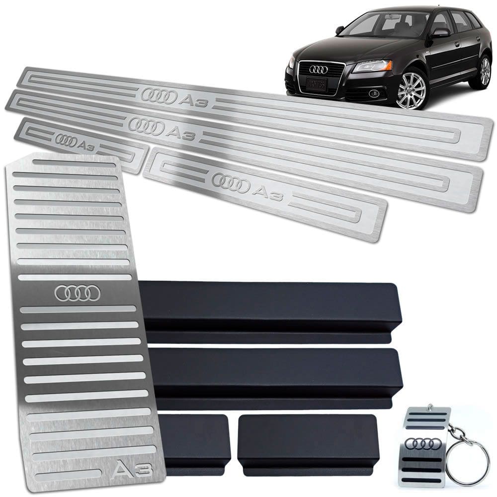 Descanso E Soleira Audi A3 2007 A 2013 Prata Em Alto Relevo
