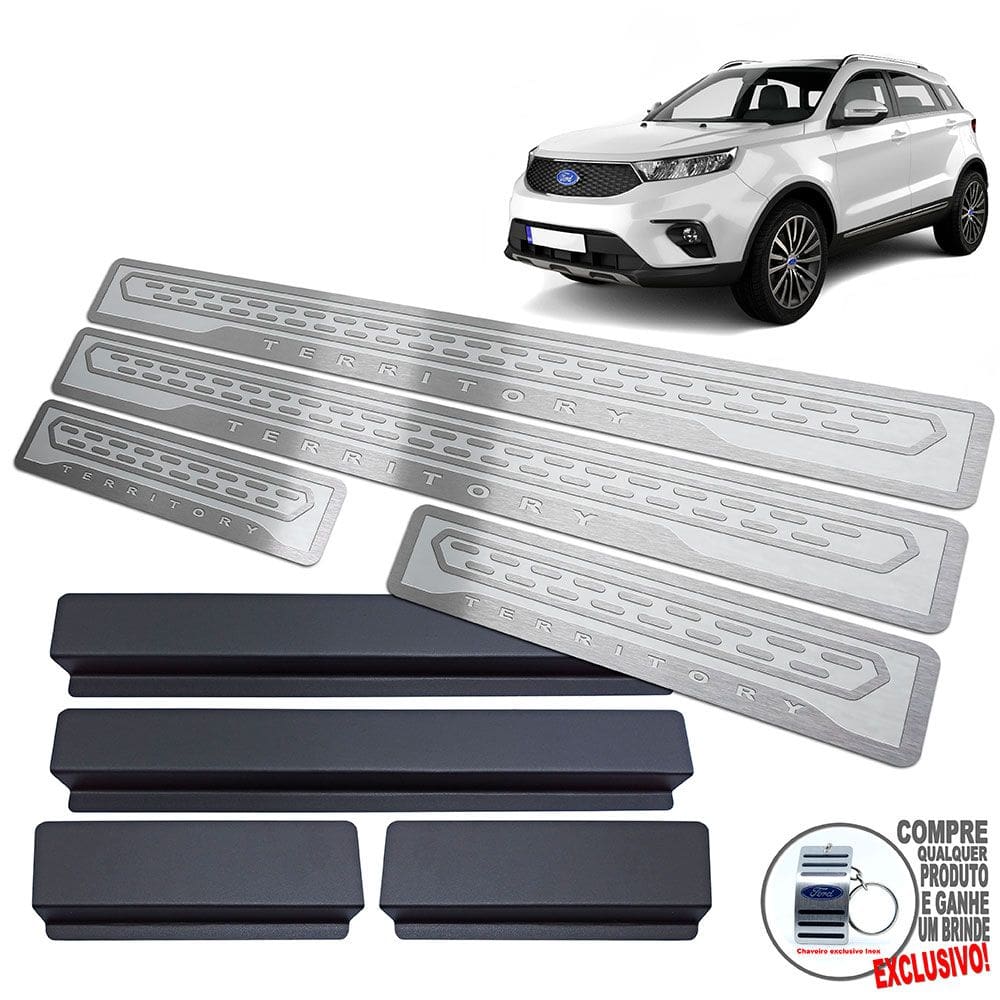 Soleira De Porta Gravação Prata Alto Relevo Ford Territory