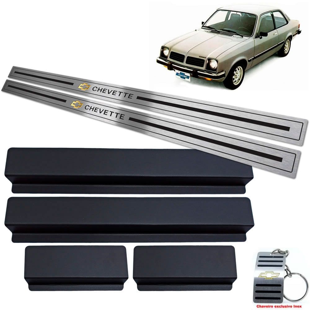 Soleira Aço Inox Chevrolet Chevette Preto Baixo Relevo