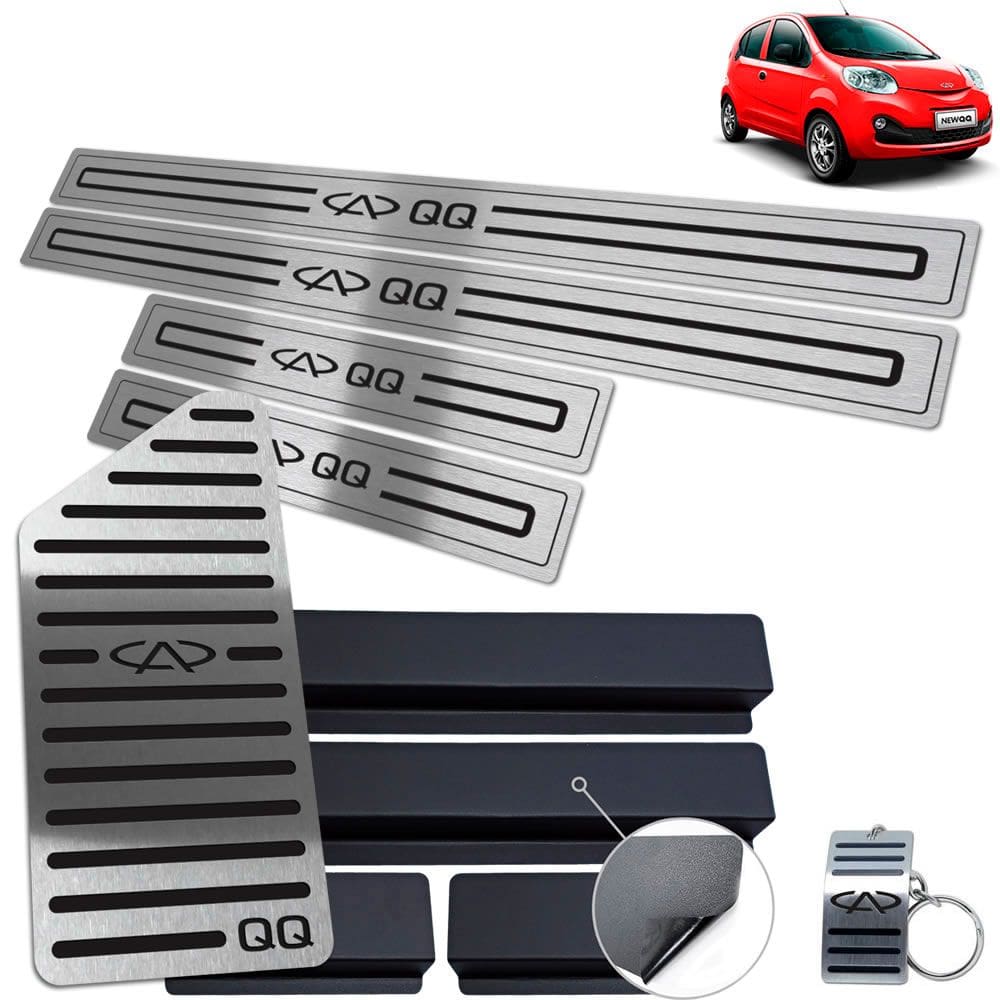 Soleira Com Descanso Chery QQ 2015 A 2020 Preto Baixo Relevo