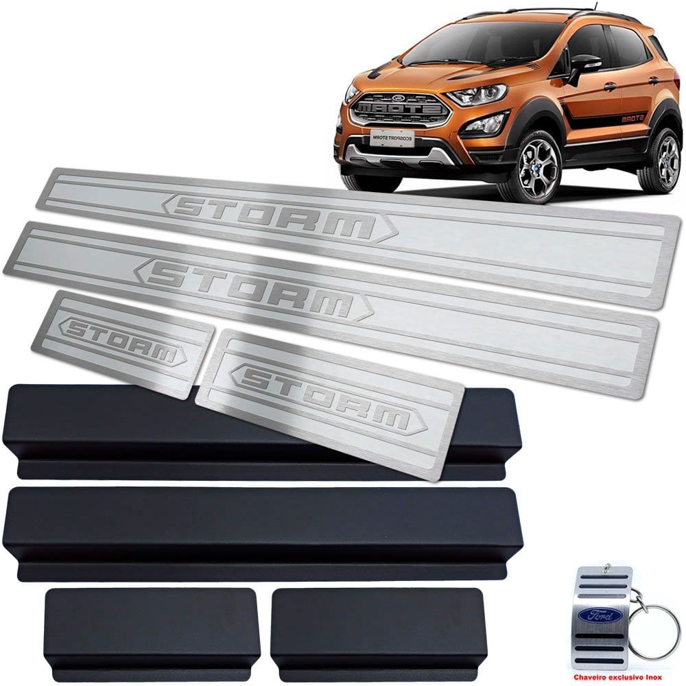Soleira Ford Ecosport Storm 2018 A 2020 Prata Alto Relevo
