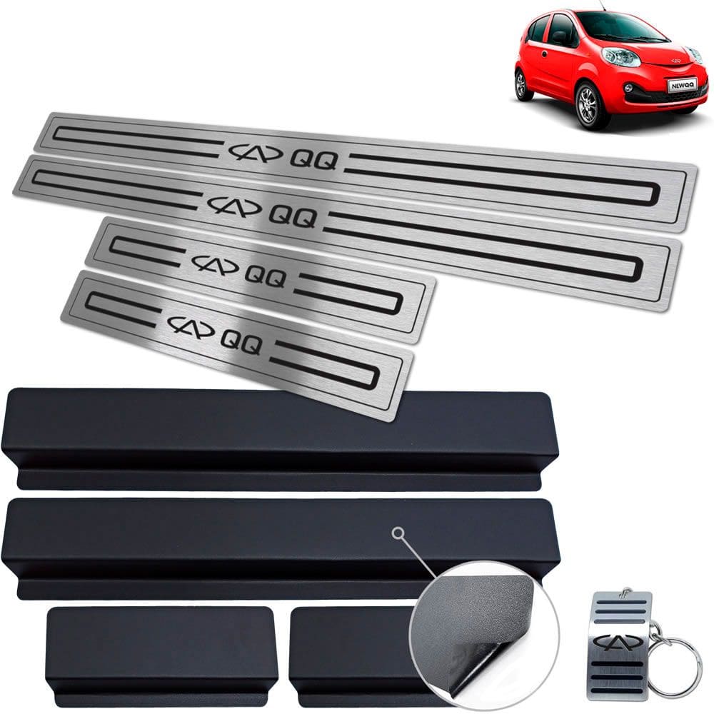 Soleiras Chery QQ 2015 a 2020 Preto Baixo Relevo