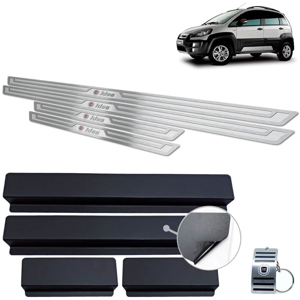 Soleira Aço Inox Fiat Idea 2011 A 2016 Prata Alto Relevo