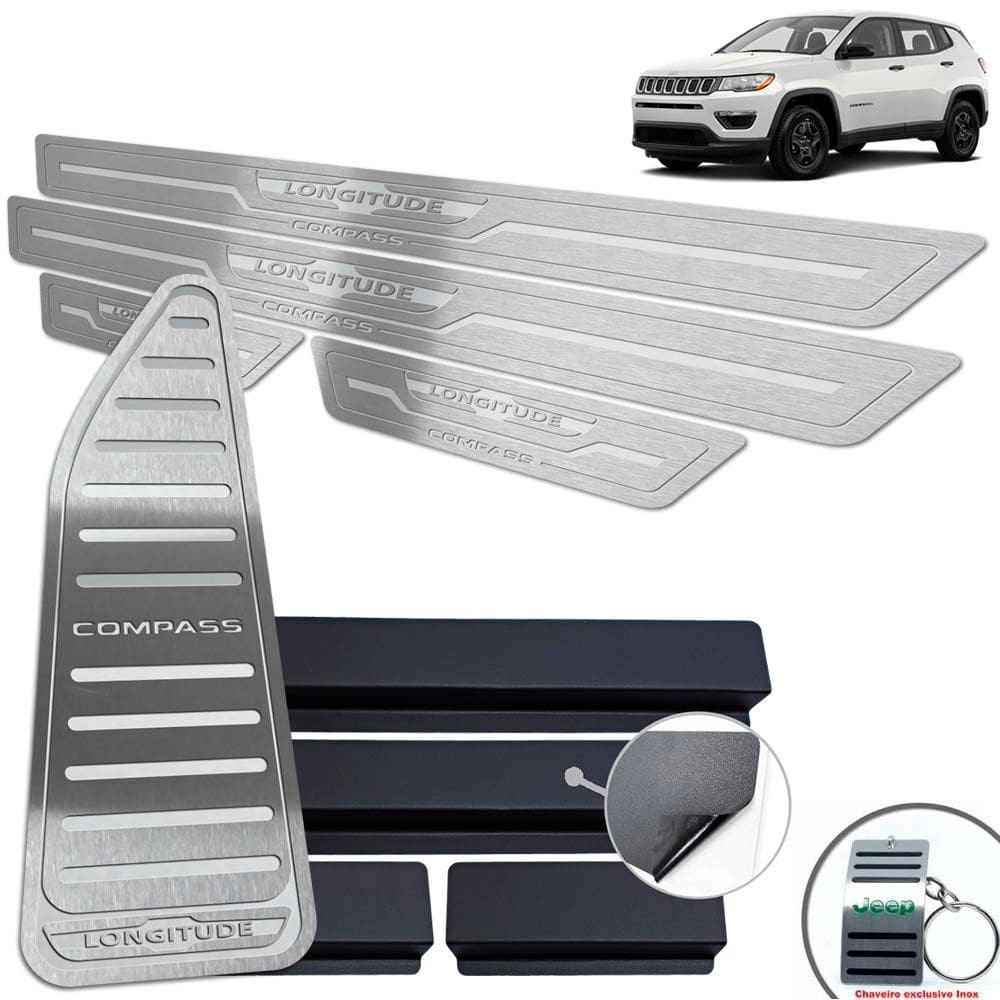 Descanso + Soleira Jeep Compass Longitude Prata Baixo Relevo