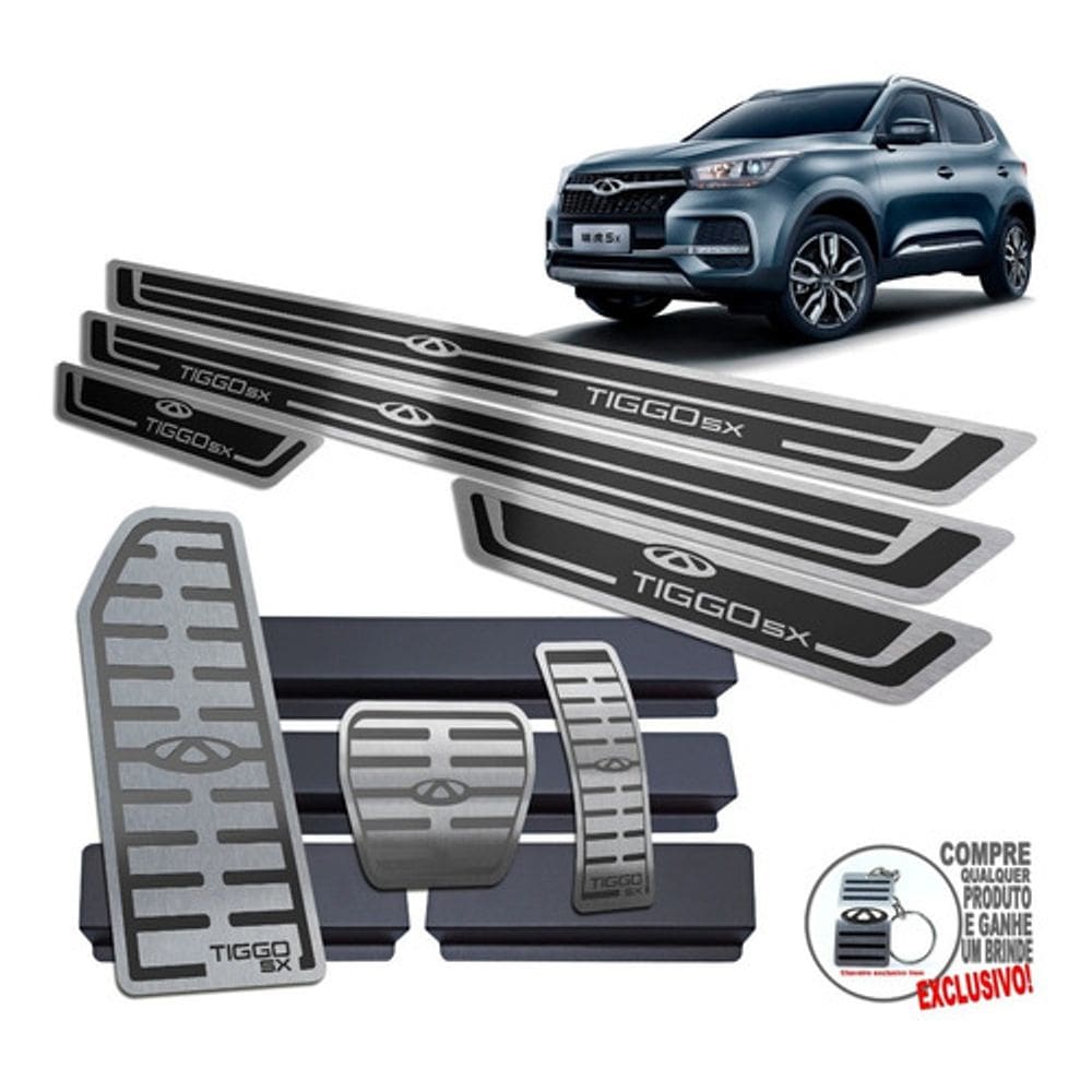 Descanso Pedaleira Soleira Chery Tiggo 5X 2021 2022 Preto