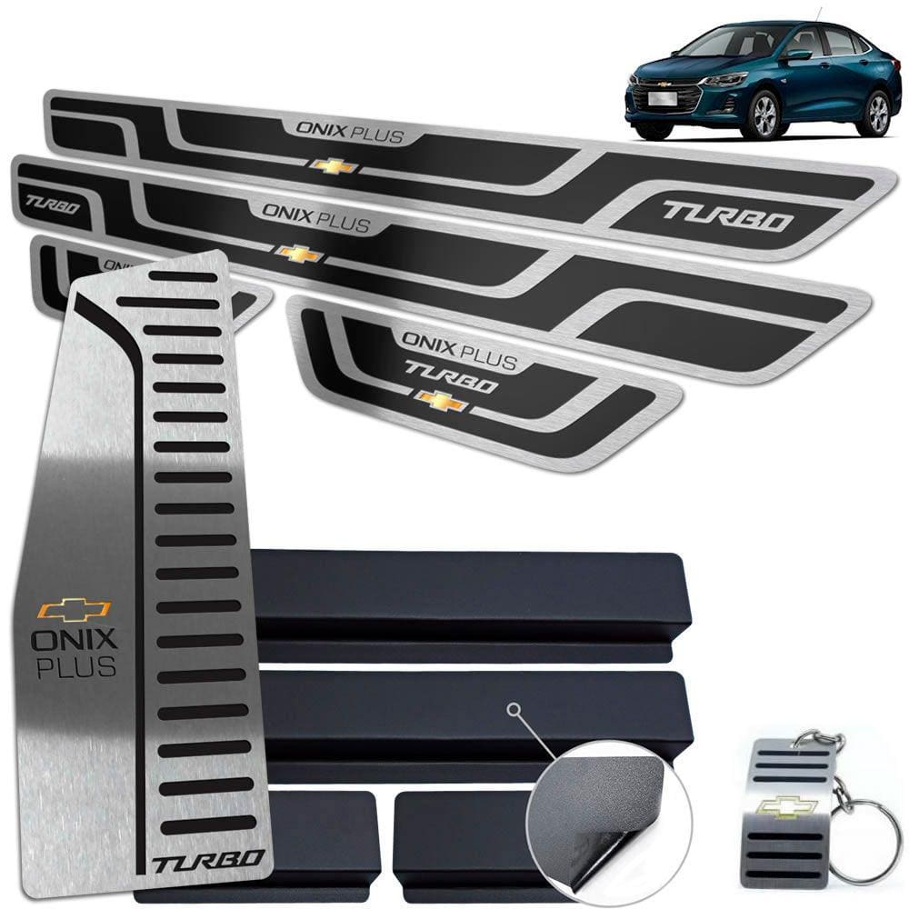 Descanso Soleira Onix Plus Turbo 2020 Preto Alto Relevo