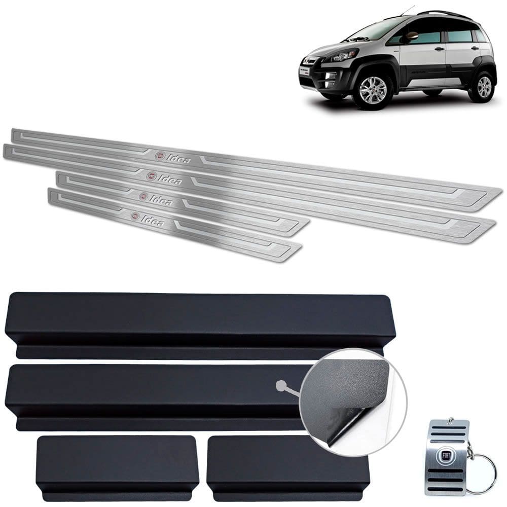 Soleira Aço Inox Fiat Idea 2011 A 2016 Prata Baixo Relevo