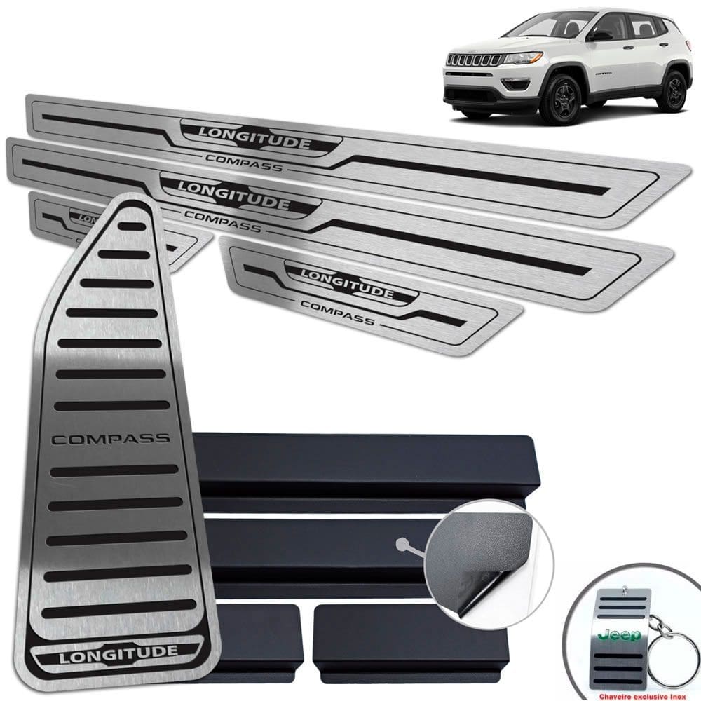 Descanso + Soleira Jeep Compass Longitude Preto Baixo Relevo