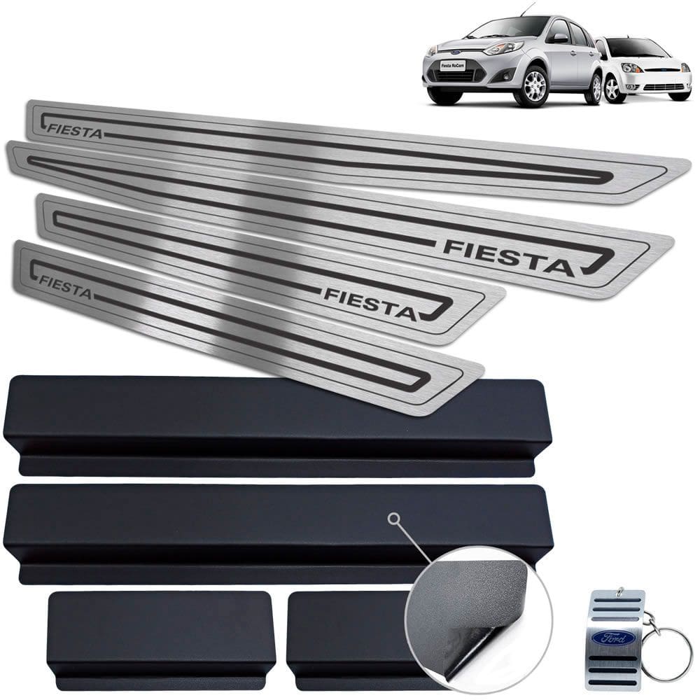 Soleira + Vinil Ford Fiesta 2007 A 2014 Preto Baixo Relevo