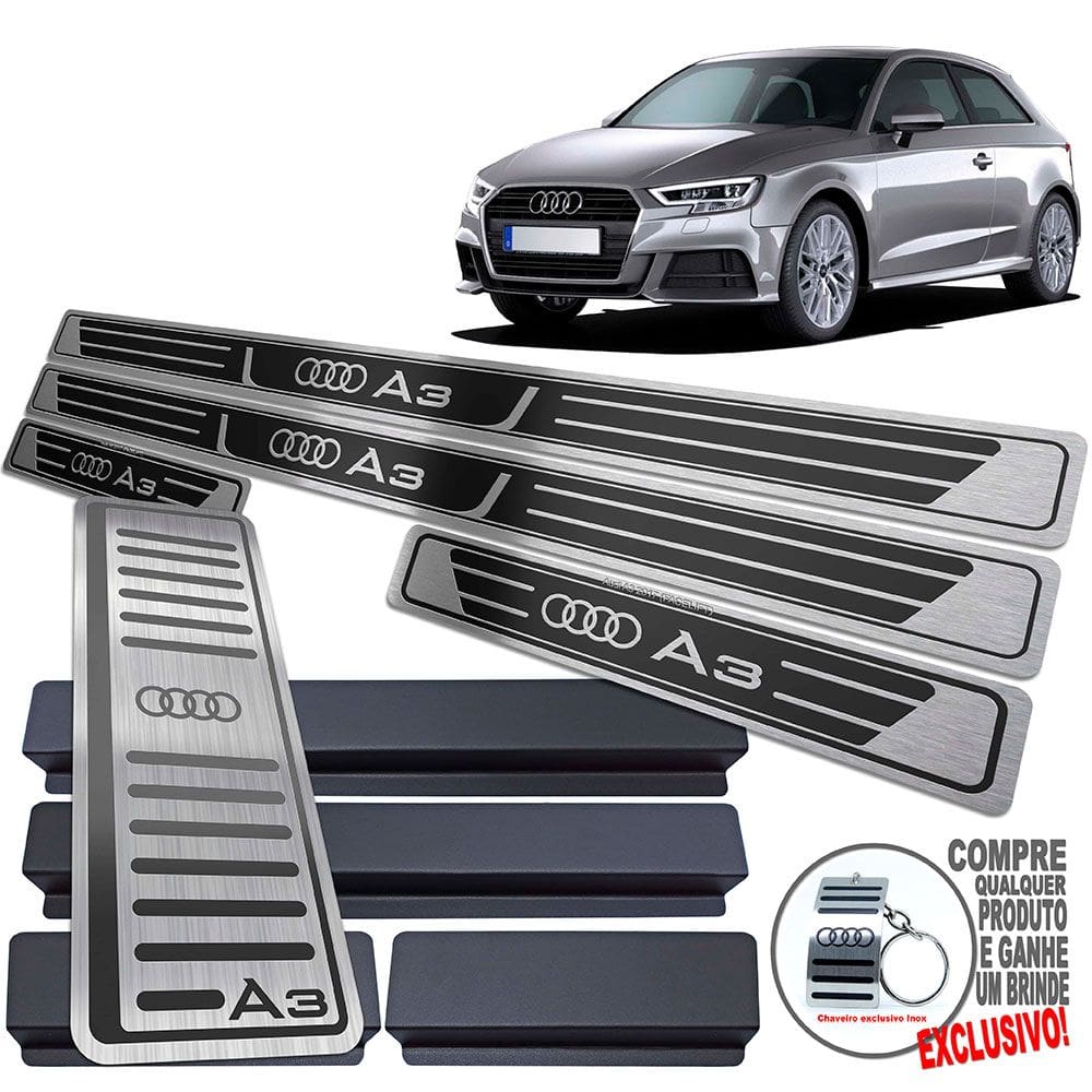 Descanso + Soleira Audi A3 2017 A 2021 Preto Alto Relevo