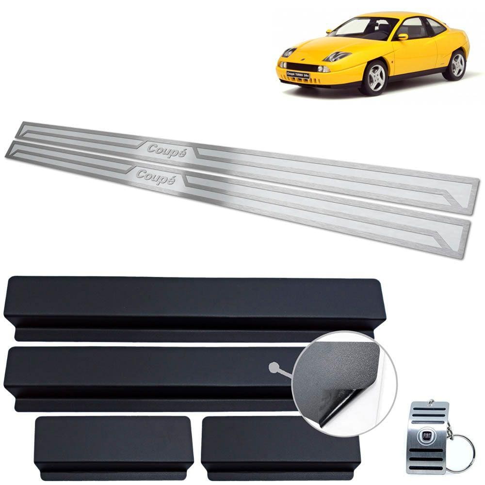 Soleira Em Aço Inox Fiat Coupé Prata Alto Relevo