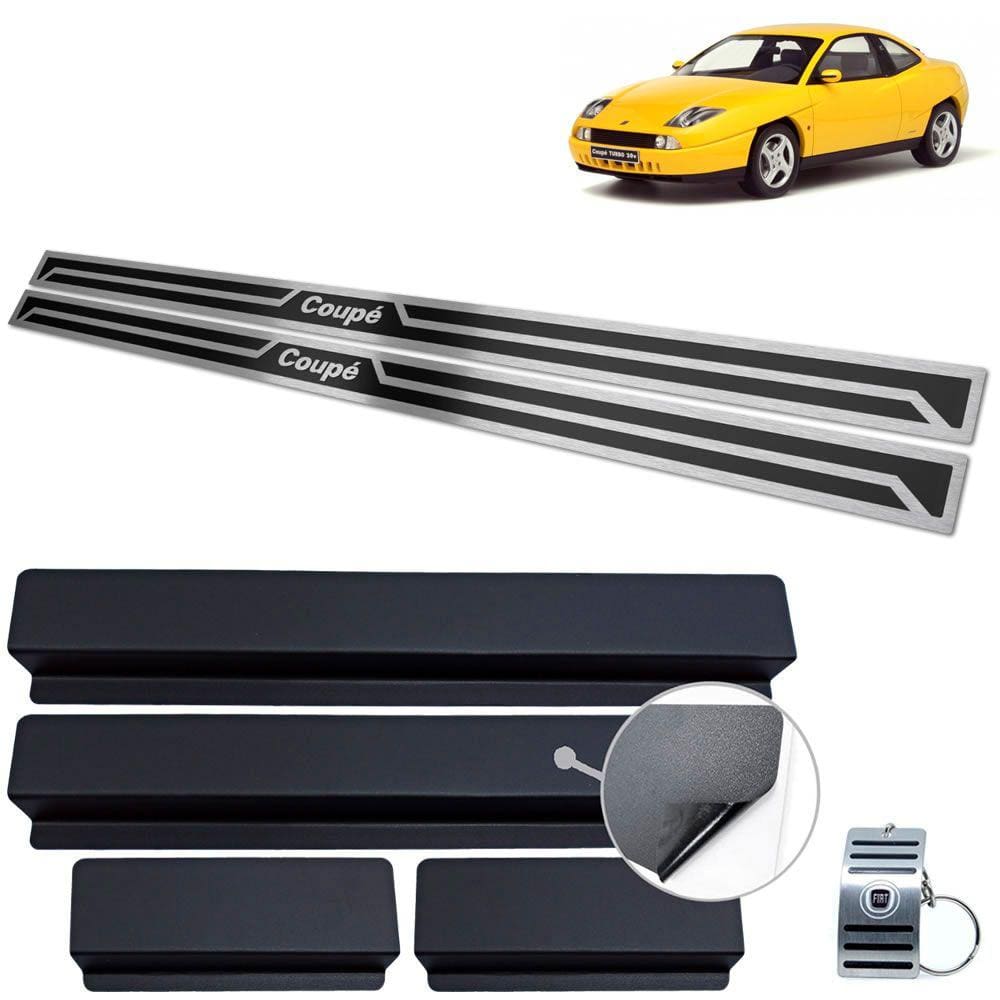 Soleira Em Aço Inox Fiat Coupé Preto Alto Relevo