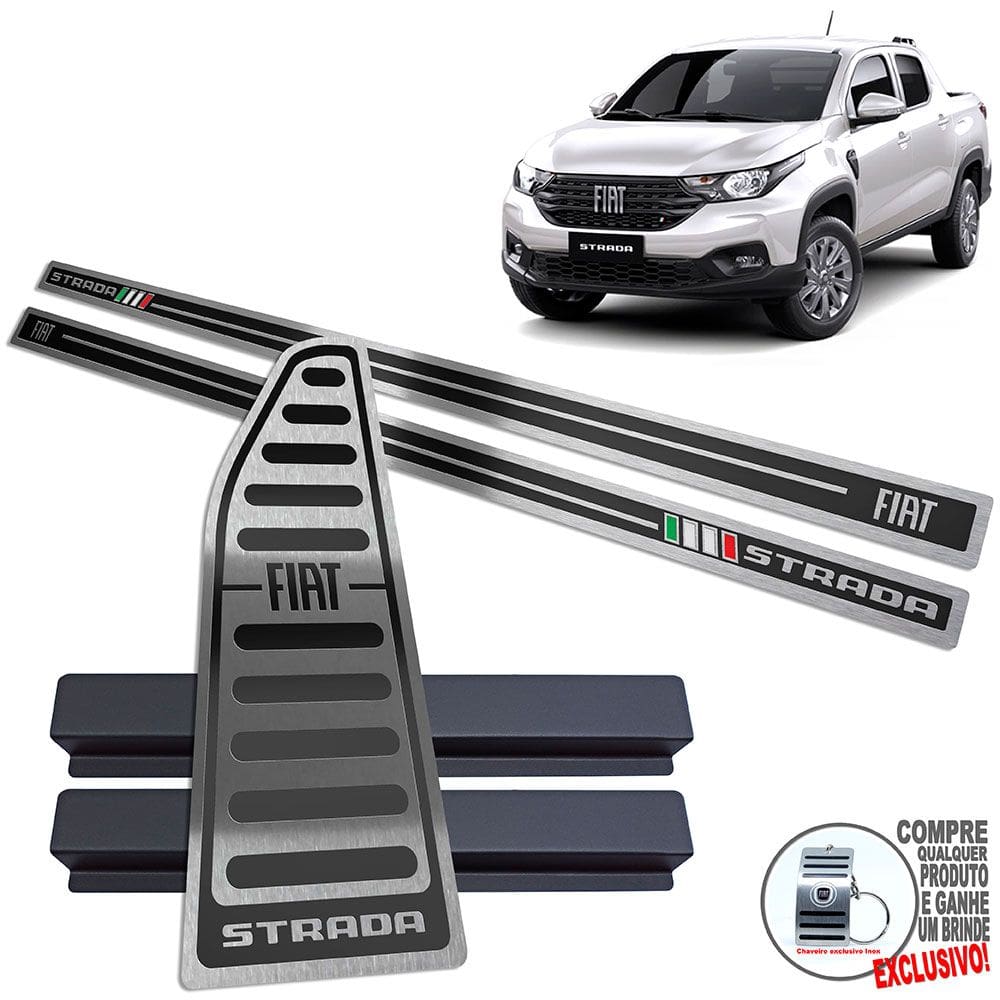 Soleira Descanso Fiat Strada 2021/ Preto Alto Relevo