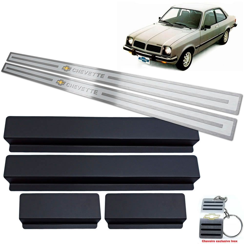 Soleira Aço Inox Chevrolet Chevette Prata Alto Relevo