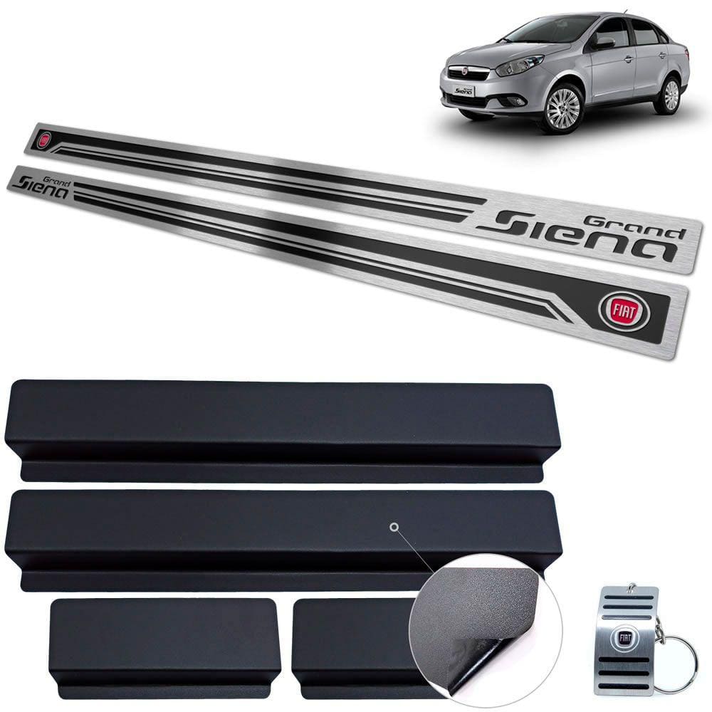 Soleira Fiat Grand Siena 2013 A 2020 Preto Alto Relevo