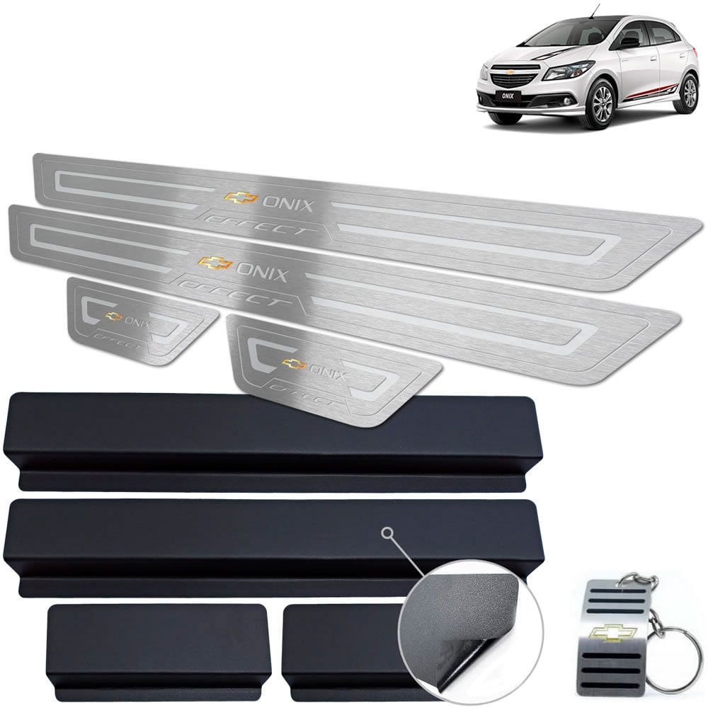 Soleira Chevrolet Onix Effect 2013 a 2019 Prata Baixo Relevo