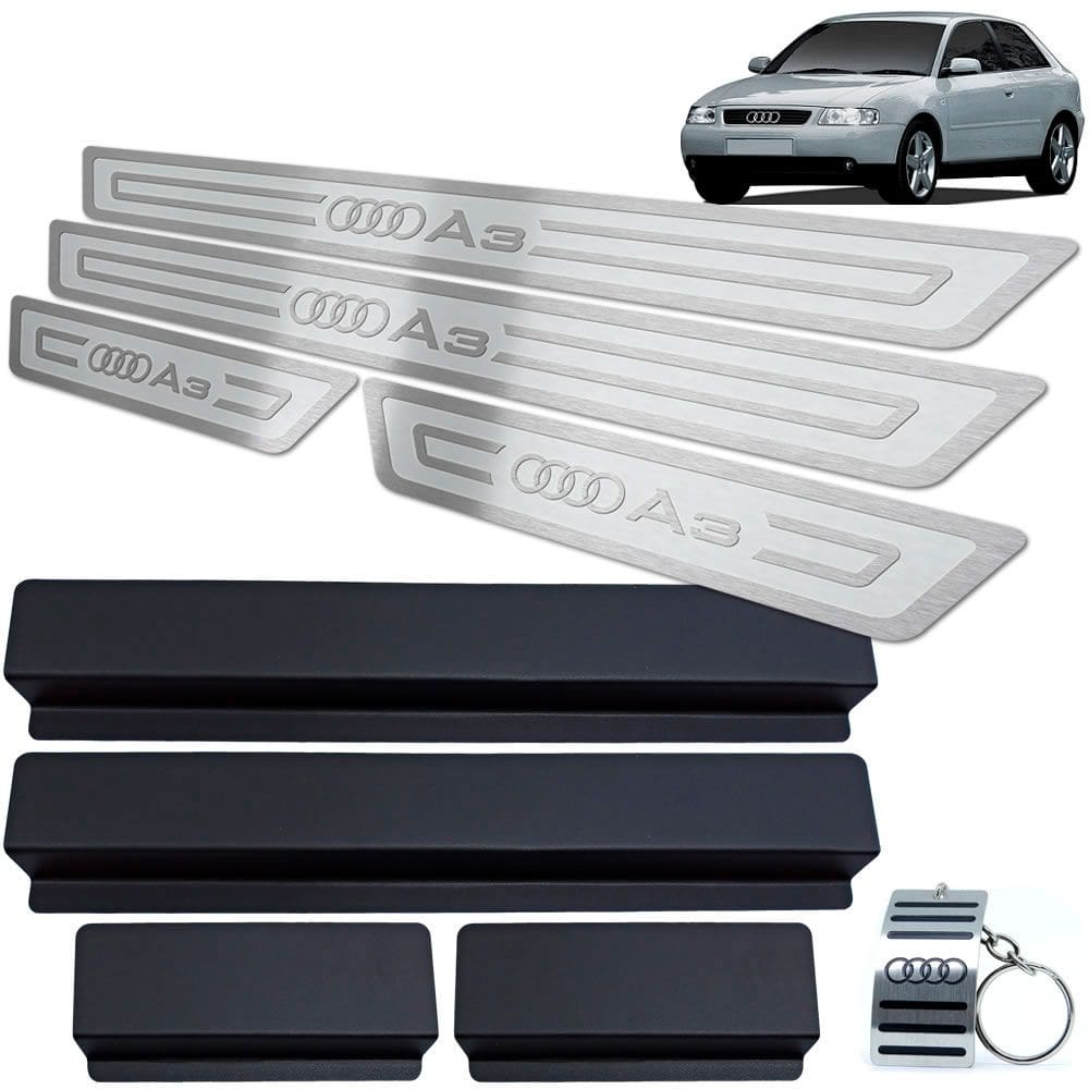 Soleira de Porta Audi A3 1996 a 2006 Prata Alto Relevo
