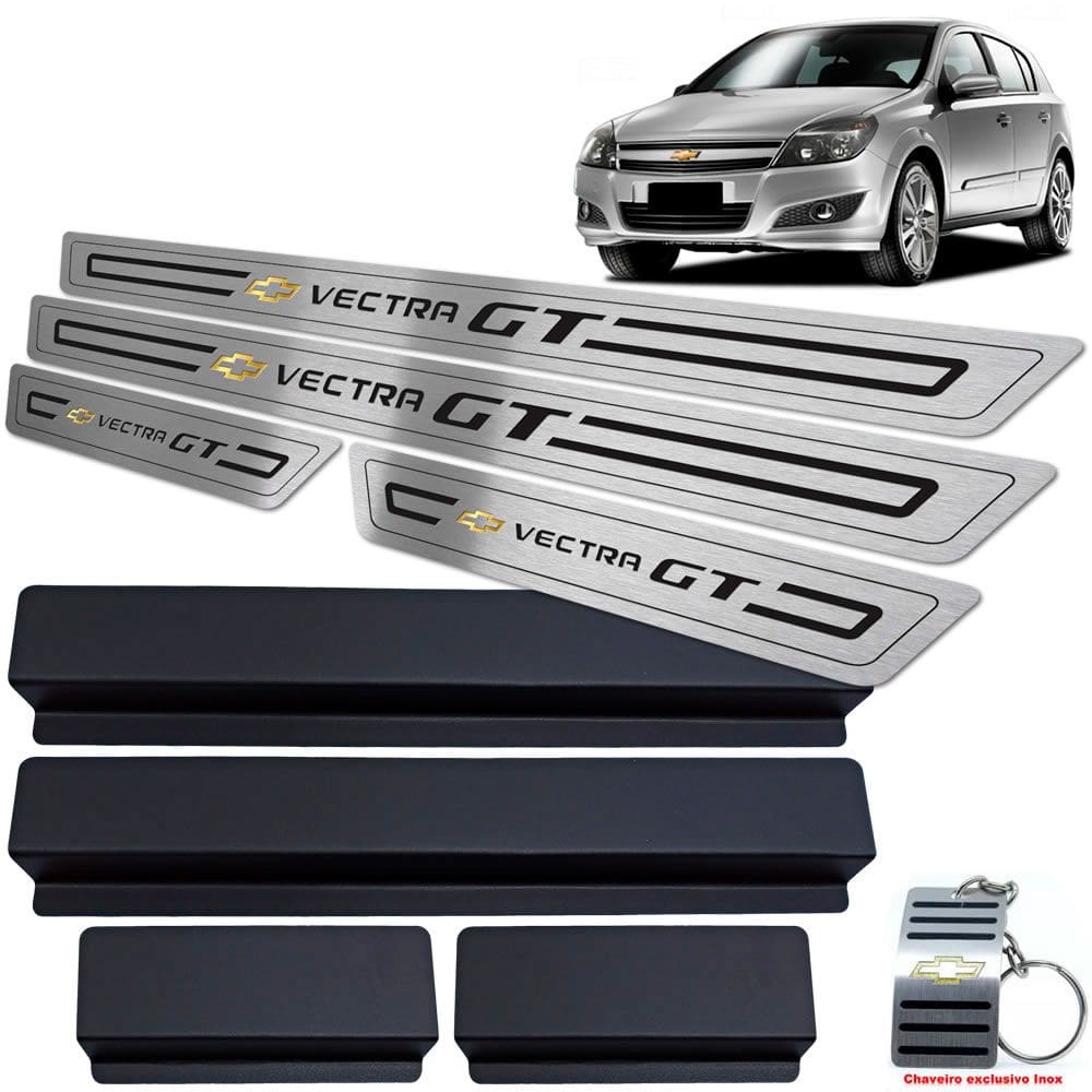 Soleira Em Aço Inox Vectra Gt 2008 A 2011 Preto Baixo Relevo