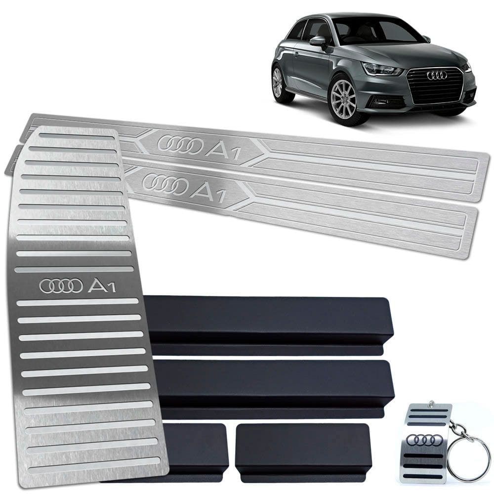 Descanso E Soleira Prata 2p Aço Inox Audi A1 2011 A 2018