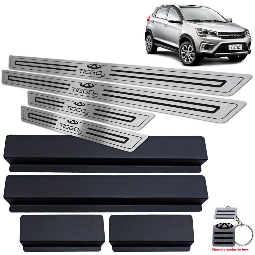 Soleira de Porta Chery Tiggo 2 2019 2020 Preto Baixo Relevo