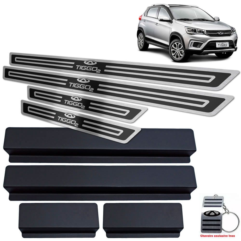 Soleira de Porta Chery Tiggo 2 2019 2020 Preto Alto Relevo