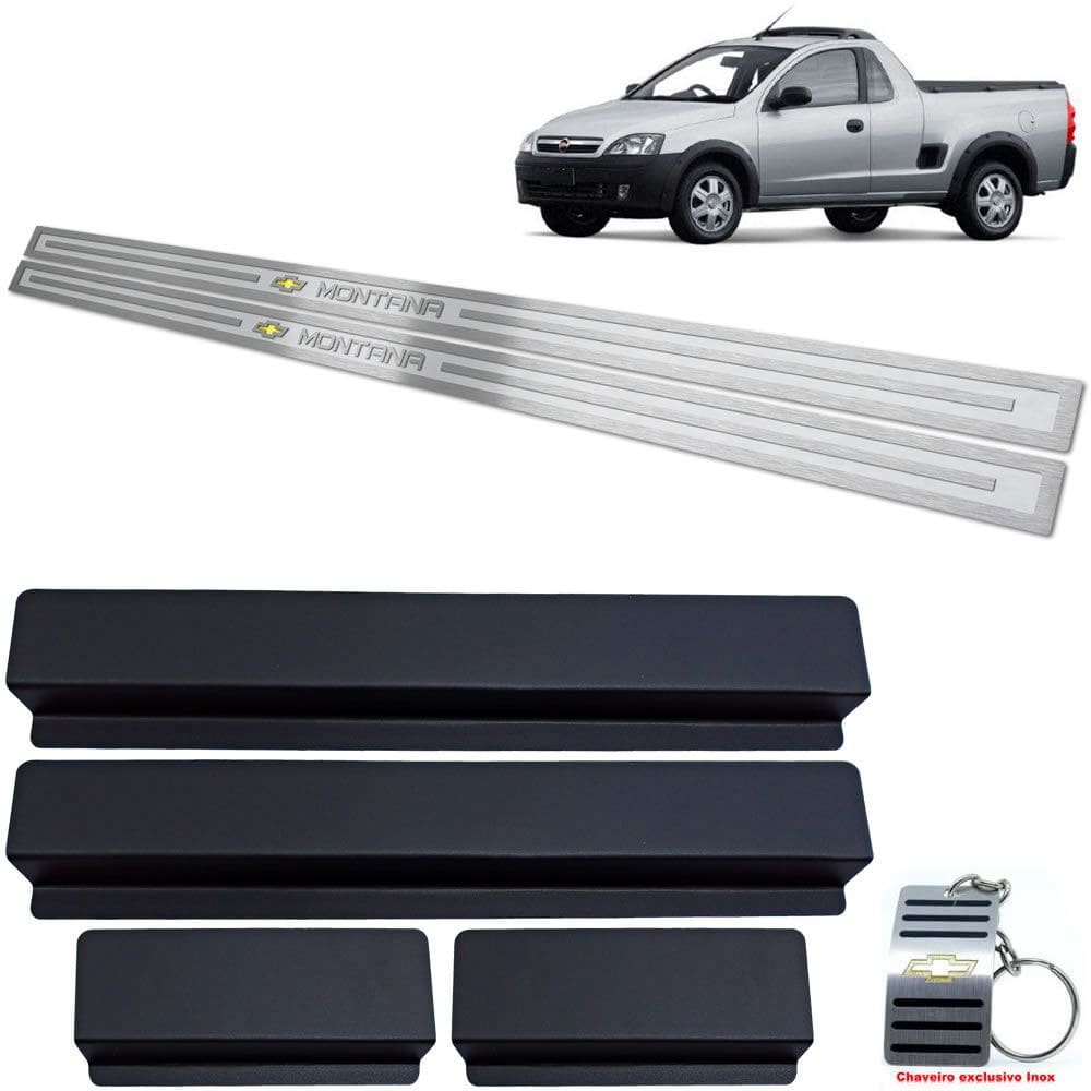 Soleira Chevrolet Montana 2003 A 2010 Prata Alto Relevo