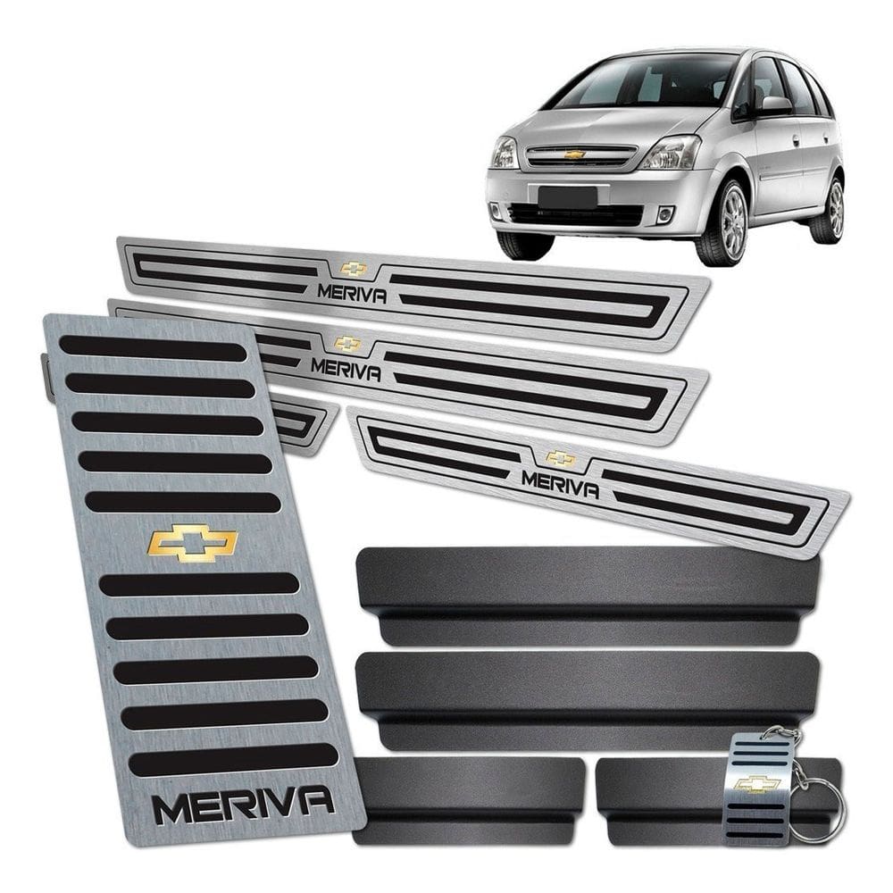 Soleira + Descanso Preto Meriva Prata Todos Os Modelos