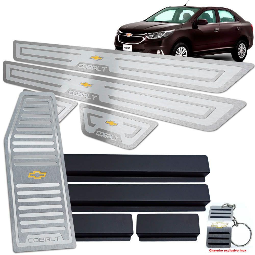 Descanso + Soleira Prata Alto Relevo Chevrolet Cobalt