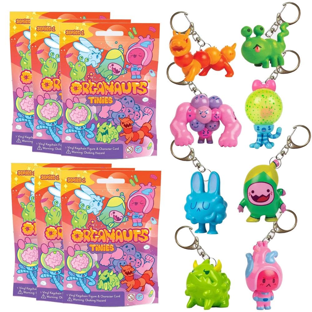Organauts Tinies Chaveiro de Caracteres Colecionáveis 6pk Série 1
