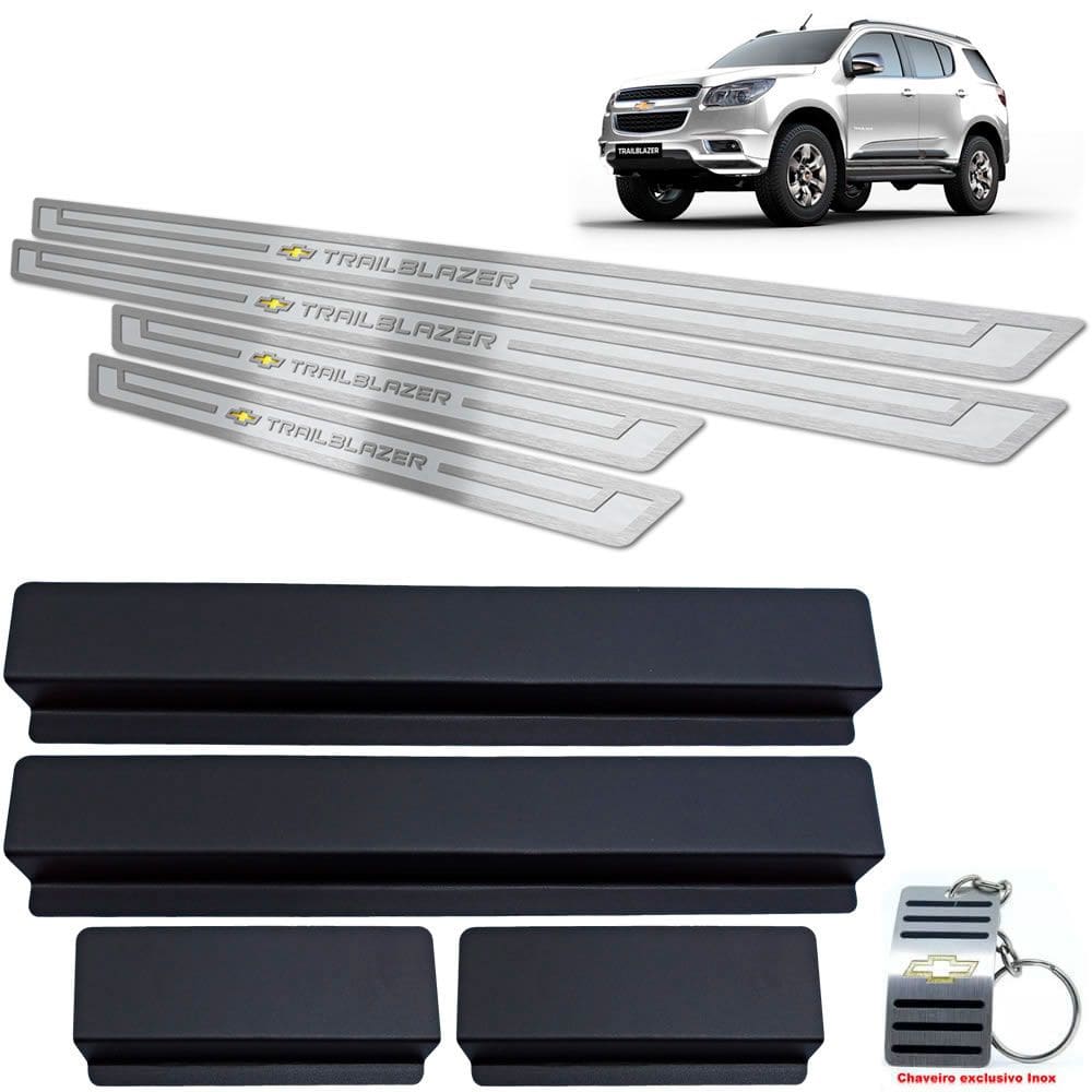 Soleiras Aço Inox Chevrolet Trailblazer Prata Alto Relevo