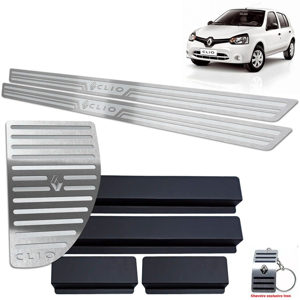 Soleiras + Descanso Renault Clio 2013/2019 Prata AR 2 portas