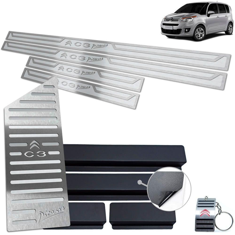 Descanso + Soleira Prata Alto Relevo Citroen C3 Picasso