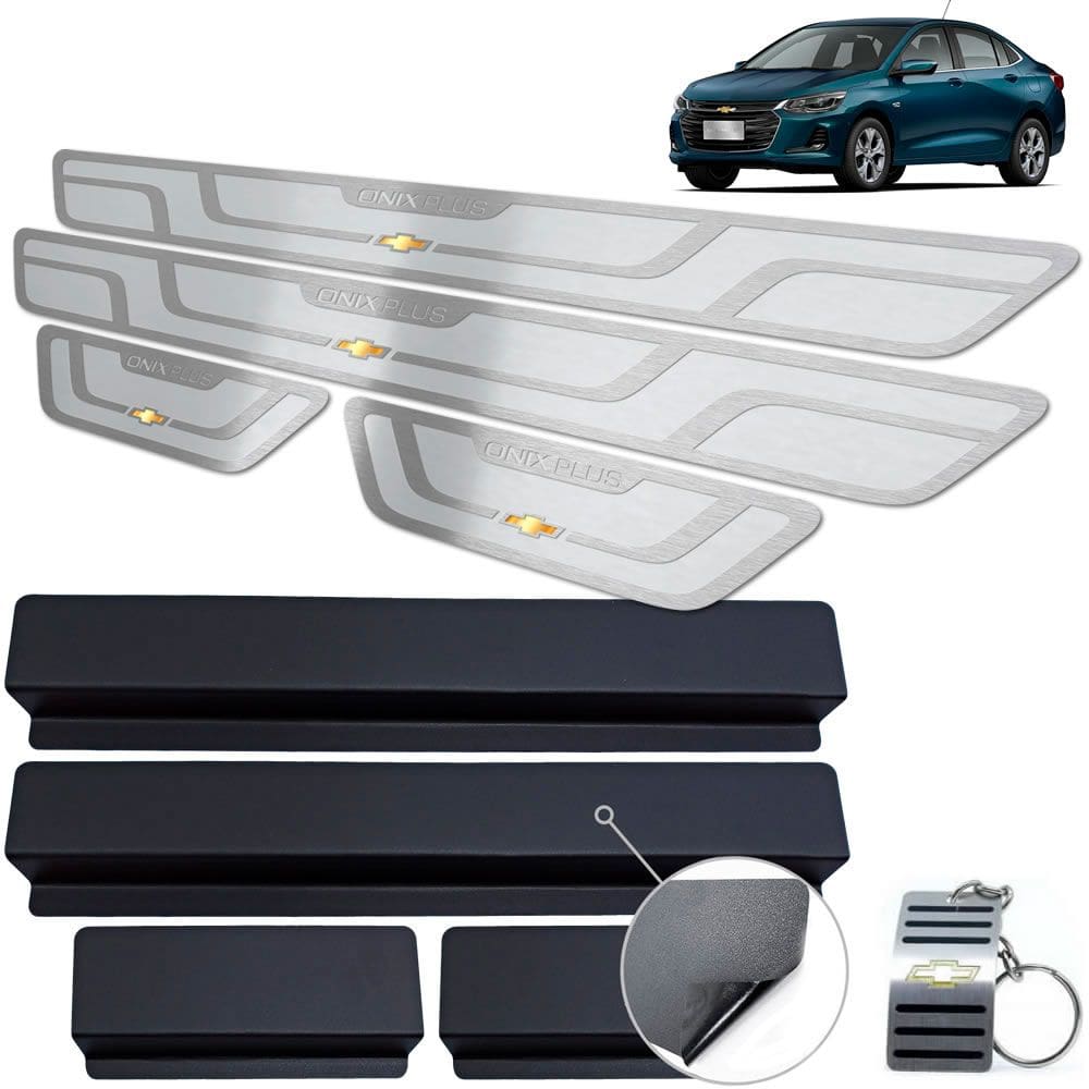Soleira Chevrolet Onix Plus 2020 Prata Alto Relevo