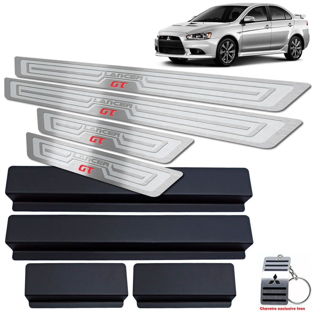 Soleira Mitsubishi Lancer Gt 2012 A 2019 Prata Alto Relevo