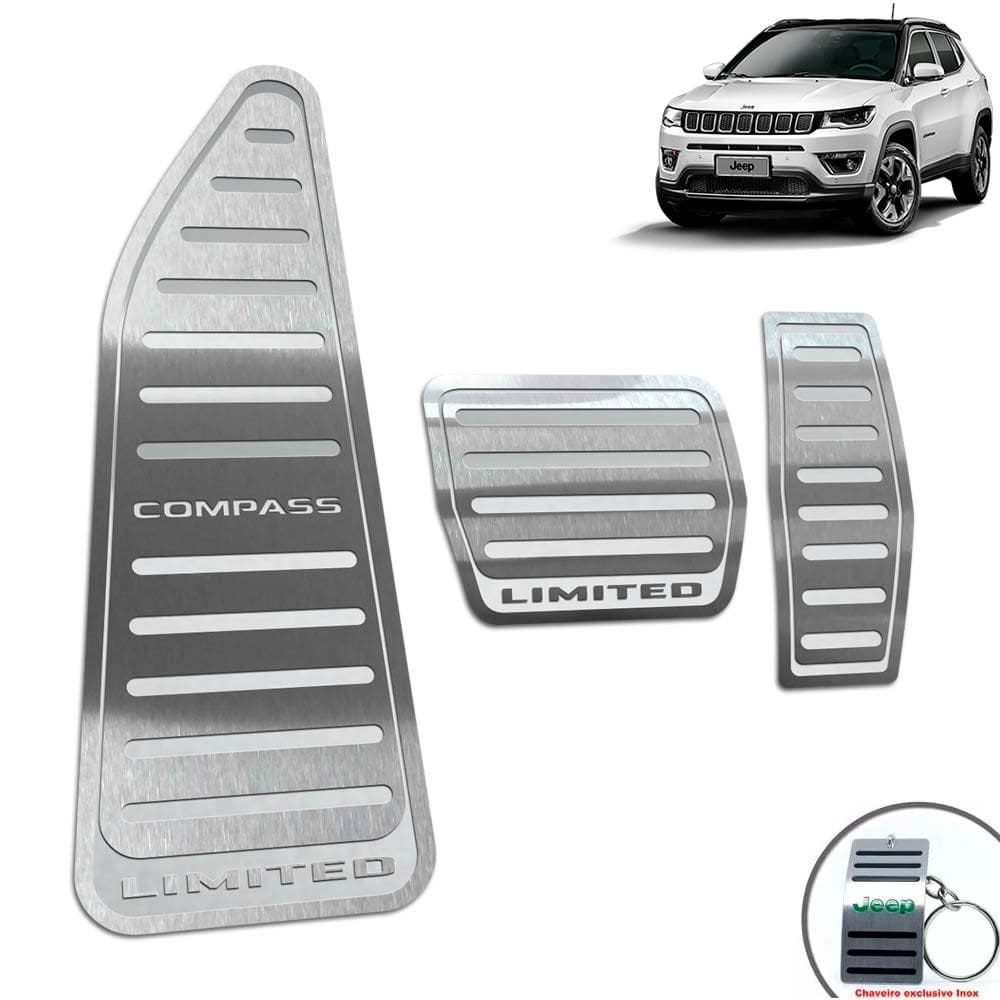 Descanso + Pedaleira Aço Inox Jeep Compass Limited Prata