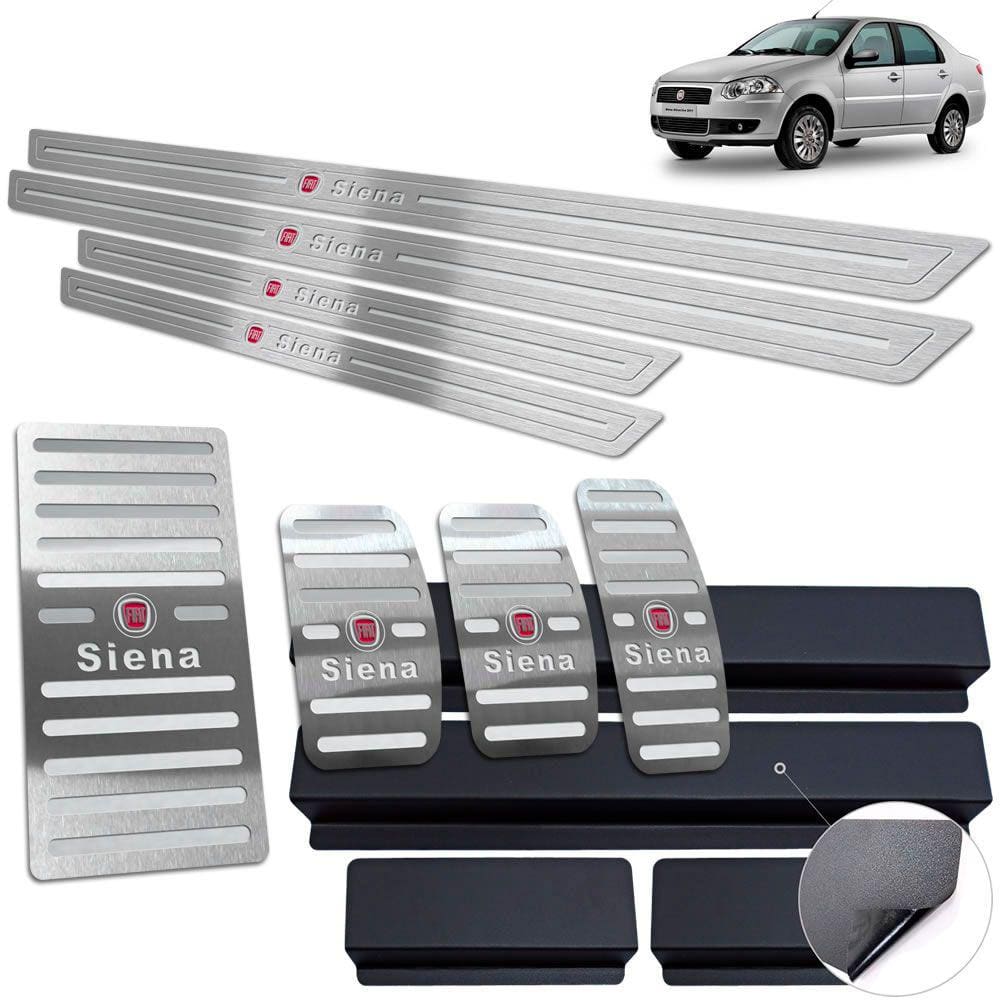 Soleira Pedaleira Descanso Fiat Siena 1997 A 2012 Prata Inox