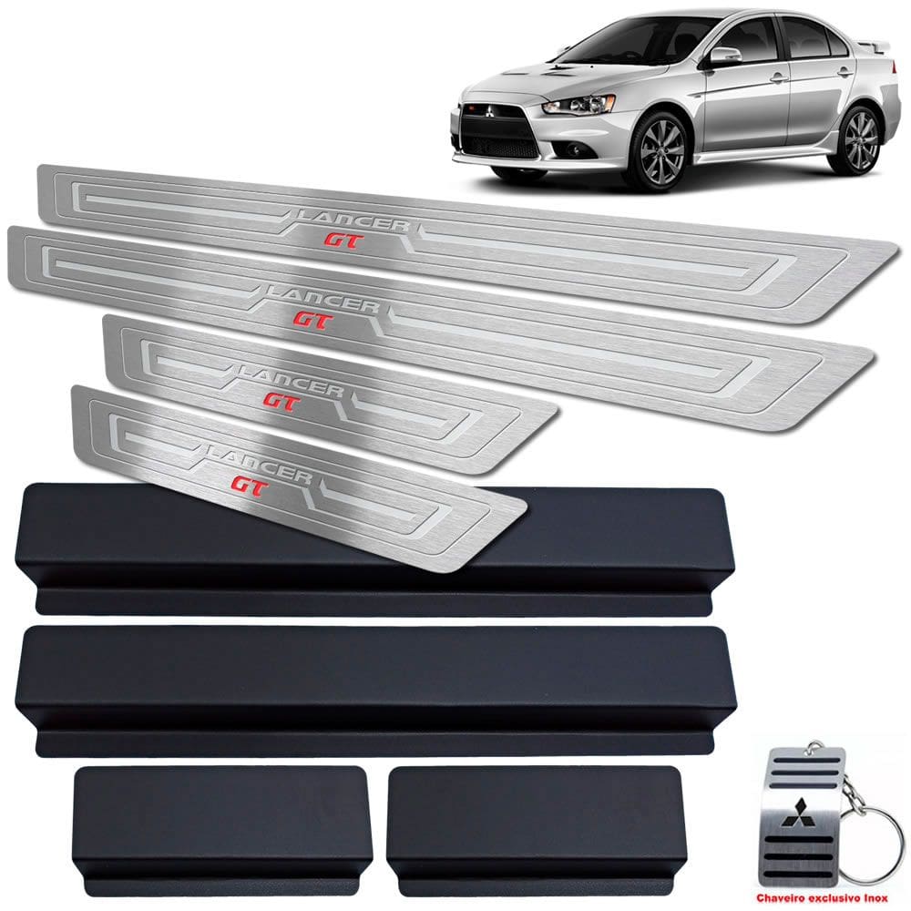 Soleira Mitsubishi Lancer Gt 2012 A 2019 Prata Baixo Relevo