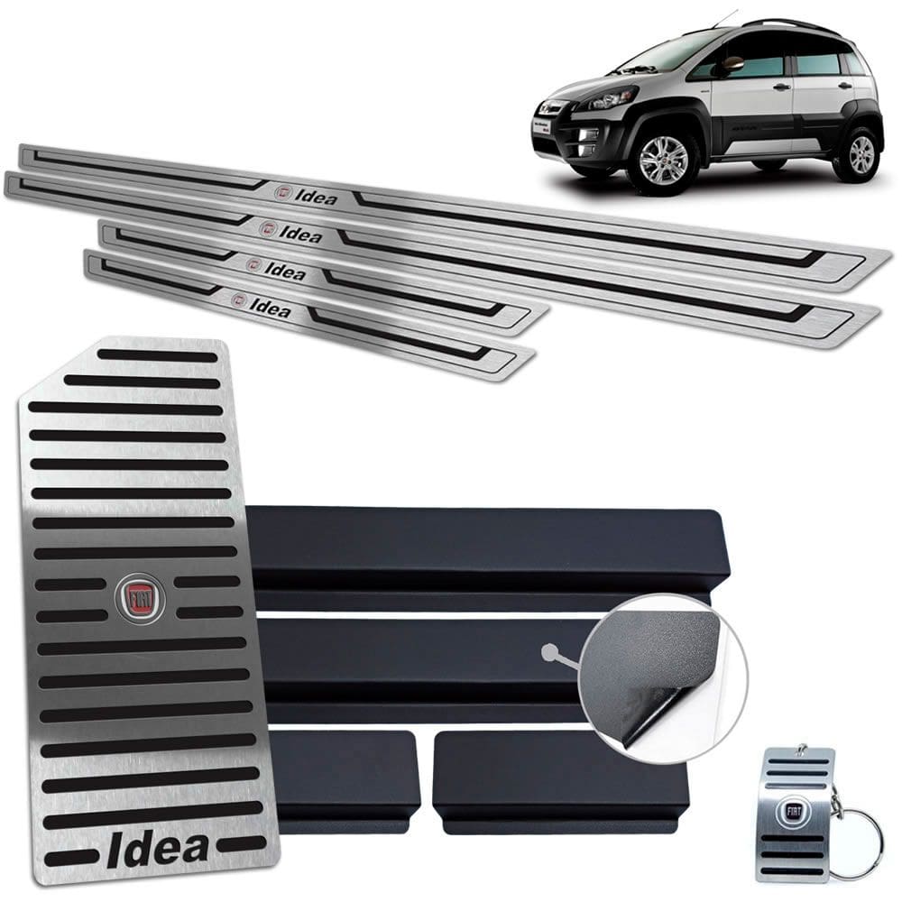 Descanso Soleira Fiat Idea 2011 A 2016 Preto Baixo Relevo